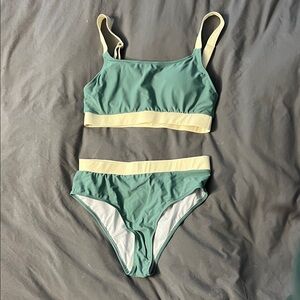 Green and cream/yellow Bikini Set